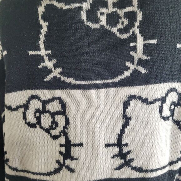 Dolls Kill Hello Kitty Small Sweater pullover graphic holes distress ribbed knit - Picture 6 of 11